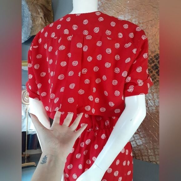 Vintage Abstract Print Button Down Midi Dress - Picture 12 of 13